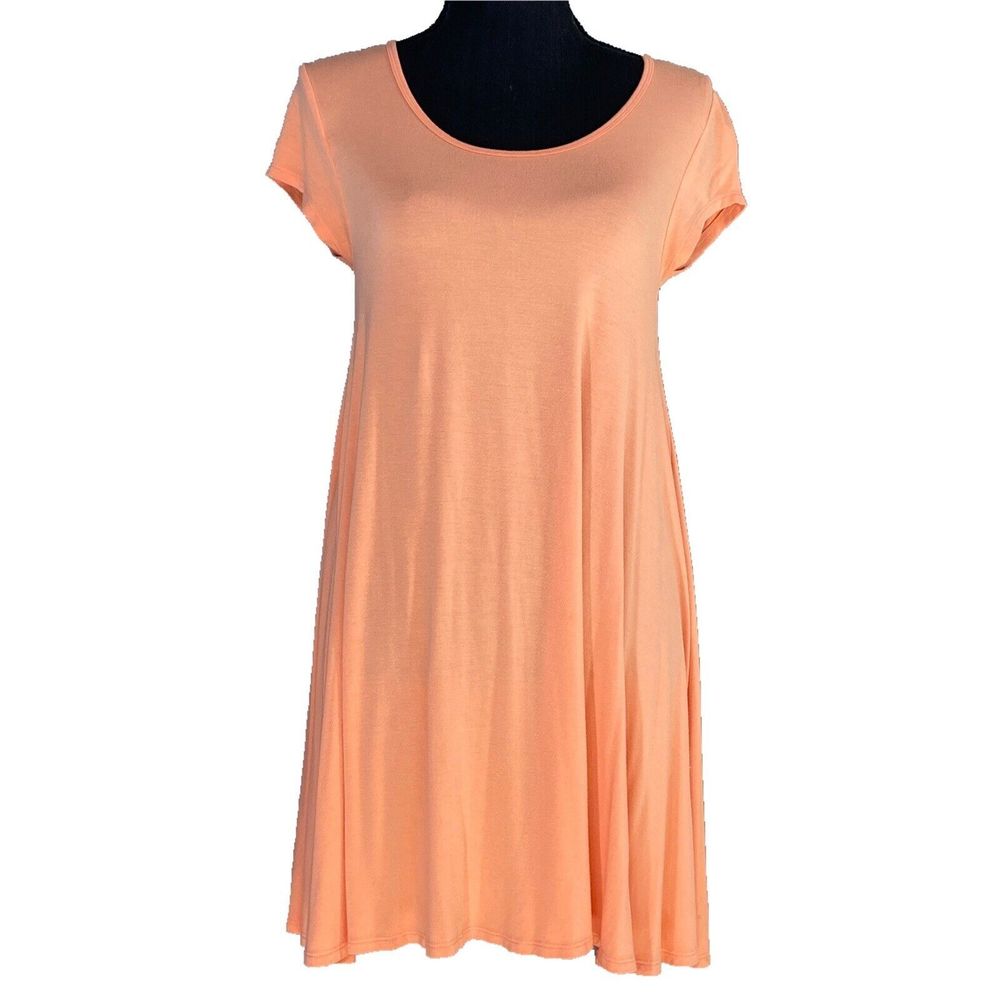 Decree Dress MED Melon Stretch A Line Short Sl Knee Length Comfort Summer